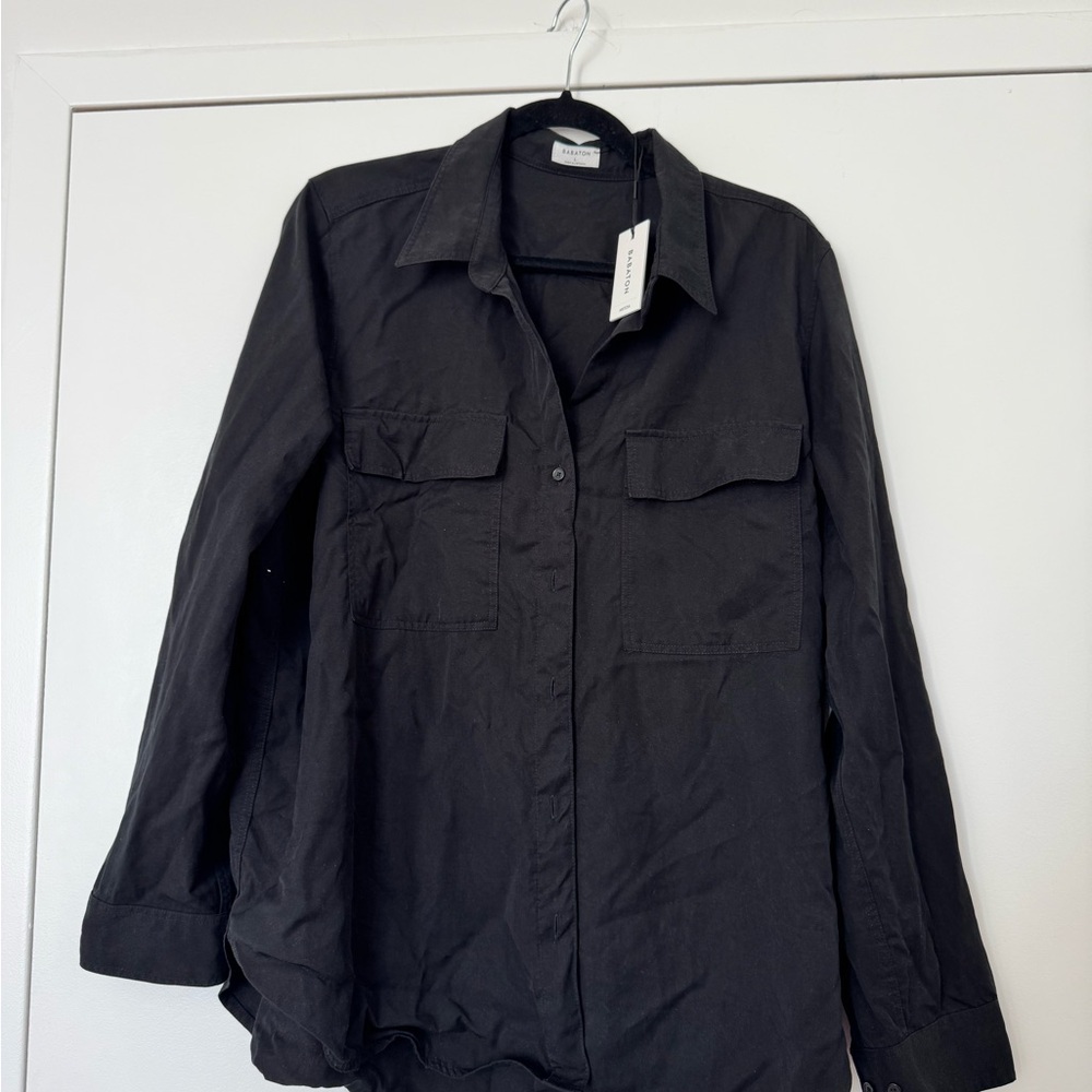 Aritzia Babaton Black Collared Shirt